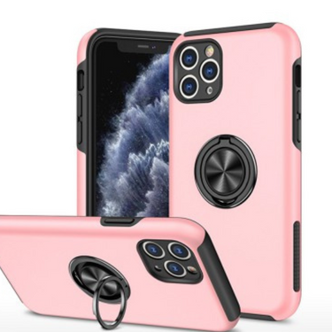 iPhone 11 Pro Max Compatible Case Cover With Magnetic Ring Holder Shockproof - Pink